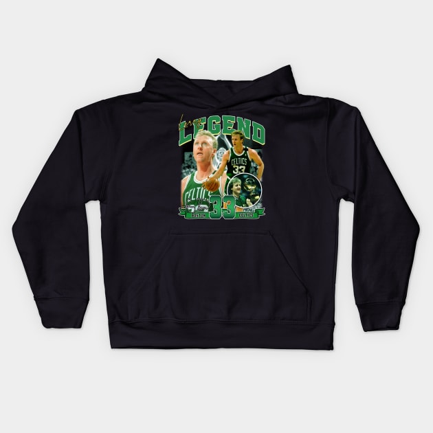 Larry Bird Legend Air Bird Basketball Signature Vintage Retro 80s 90s Bootleg Rap Style Kids Hoodie by CarDE